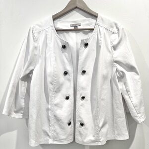 Women's White Double-Breasted 3/4 sleeve Jacket